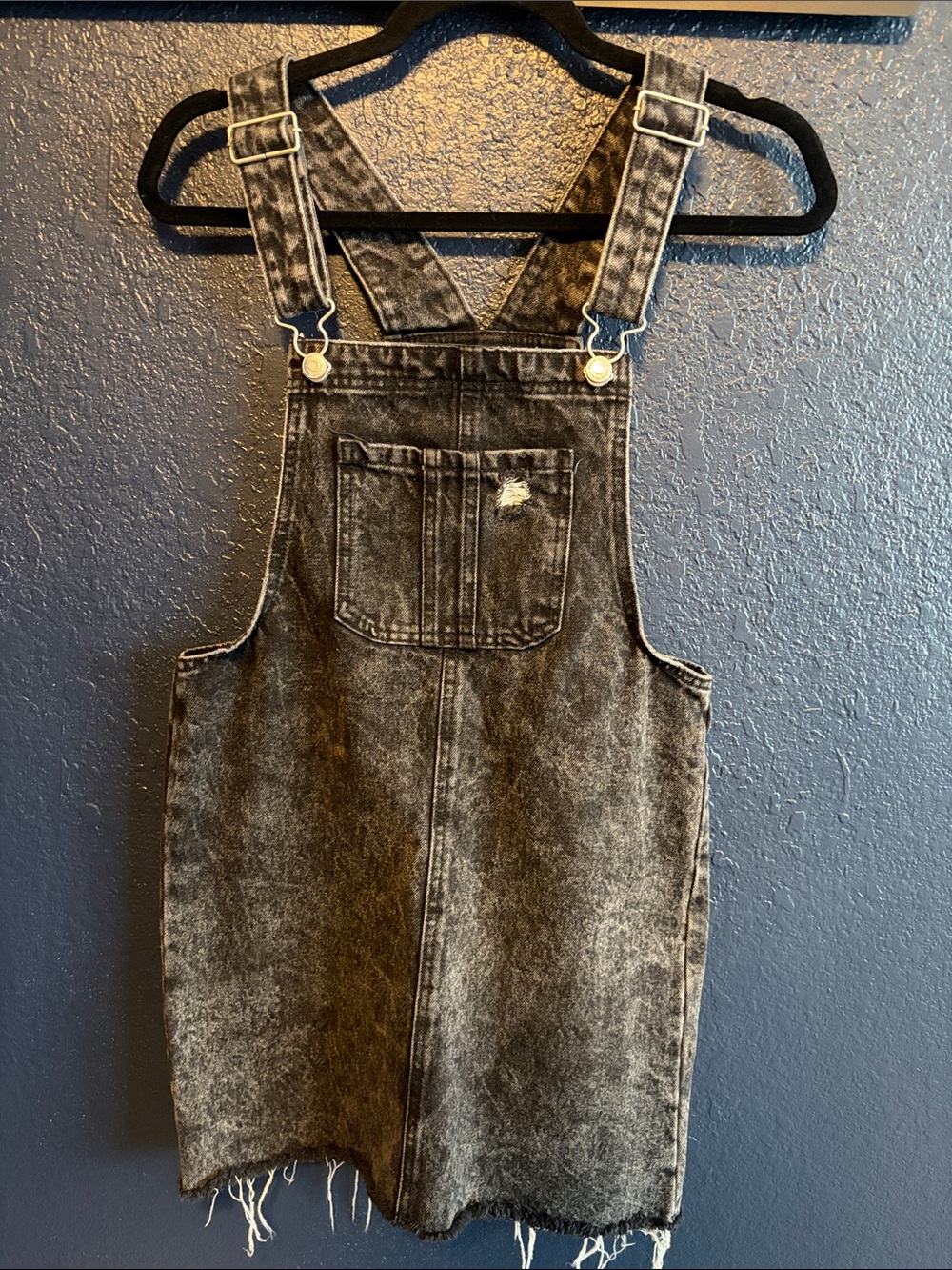 wild fable Black Washed Denim Overall Dress